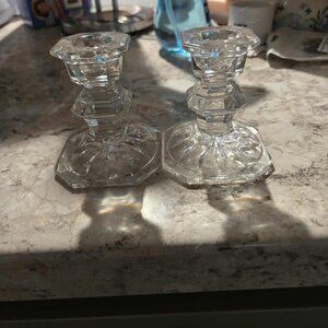 Candlestick Crystal Glass Taper Holder 2-Set